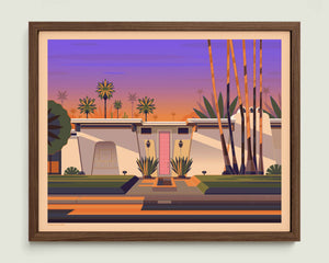 That Pink Door illustration of a Los Angeles landmark by George Townley – detailed architectural art print capturing the iconic landmark