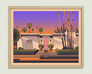 That Pink Door illustration of a Los Angeles landmark by George Townley – detailed architectural art print capturing the iconic landmark