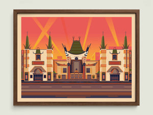Chinese Theatre illustration of a Los Angeles landmark by George Townley – detailed architectural art print capturing the iconic landmark