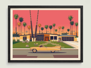 House on Via Vadera illustration of a Los Angeles landmark by George Townley – detailed architectural art print capturing the iconic landmark