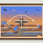 Theme Building illustration of a Los Angeles landmark by George Townley – detailed architectural art print capturing the iconic landmark
