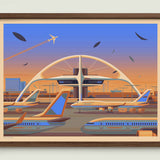 Theme Building illustration of a Los Angeles landmark by George Townley – detailed architectural art print capturing the iconic landmark