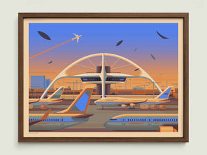 Theme Building illustration of a Los Angeles landmark by George Townley – detailed architectural art print capturing the iconic landmark