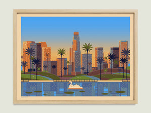 Echo Park illustration of a Los Angeles landmark by George Townley – detailed architectural art print capturing the iconic landmark