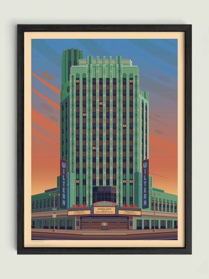 The Wiltern illustration of a Los Angeles landmark by George Townley – detailed architectural art print capturing the iconic landmark