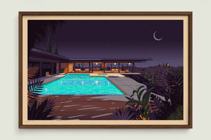 Stahl House illustration of a Los Angeles landmark by George Townley – detailed architectural art print capturing the iconic landmark