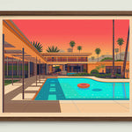Twin Palms Estate illustration of a Los Angeles landmark by George Townley – detailed architectural art print capturing the iconic landmark