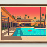 Twin Palms Estate illustration of a Los Angeles landmark by George Townley – detailed architectural art print capturing the iconic landmark