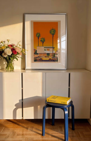 Dingbat House on Keystone illustration of a Los Angeles landmark by George Townley – detailed architectural art print capturing the iconic landmark