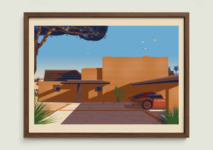 George Sturges House illustration of a Los Angeles landmark by George Townley – detailed architectural art print capturing the iconic landmark