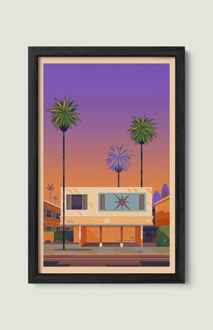 Dingbat House on Beverly illustration of a Los Angeles landmark by George Townley – detailed architectural art print capturing the iconic landmark