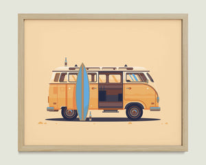 Campervan illustration of a Los Angeles landmark by George Townley – detailed architectural art print capturing the iconic landmark