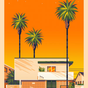 Dingbat House on Keystone illustration of a Los Angeles landmark by George Townley – detailed architectural art print capturing the iconic landmark
