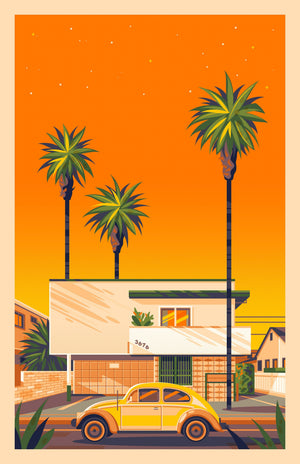 Dingbat House on Keystone illustration of a Los Angeles landmark by George Townley – detailed architectural art print capturing the iconic landmark