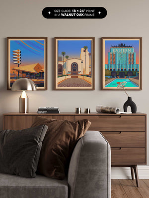 Los Angeles Union Station illustration of a Los Angeles landmark by George Townley – detailed architectural art print capturing the iconic landmark
