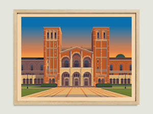 Royce Hall illustration of a Los Angeles landmark by George Townley – detailed architectural art print capturing the iconic landmark