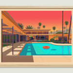 Twin Palms Estate illustration of a Los Angeles landmark by George Townley – detailed architectural art print capturing the iconic landmark