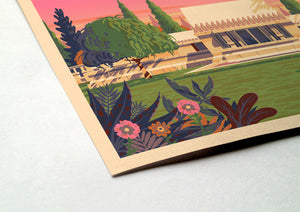 Hollyhock House illustration of a Los Angeles landmark by George Townley – detailed architectural art print capturing the iconic landmark