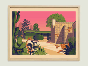 Samuel Freeman House illustration of a Los Angeles landmark by George Townley – detailed architectural art print capturing the iconic landmark