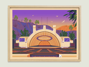 Hollywood Bowl illustration of a Los Angeles landmark by George Townley – detailed architectural art print capturing the iconic landmark