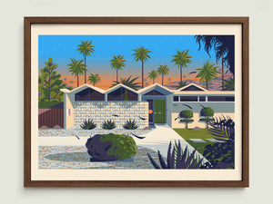 Park Imperial South illustration of a Los Angeles landmark by George Townley – detailed architectural art print capturing the iconic landmark