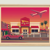 In - N - Out LAX illustration of a Los Angeles landmark by George Townley – detailed architectural art print capturing the iconic landmark