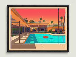 Twin Palms Estate illustration of a Los Angeles landmark by George Townley – detailed architectural art print capturing the iconic landmark