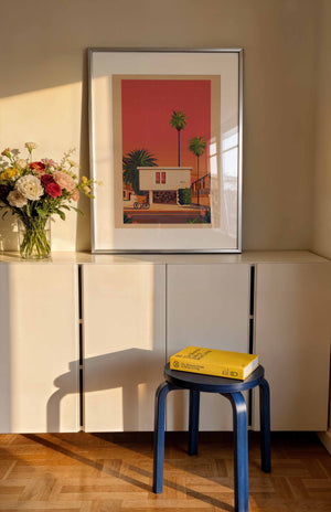 Dingbat House illustration of a Los Angeles landmark by George Townley – detailed architectural art print capturing the iconic landmark