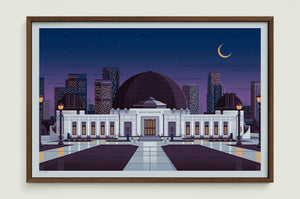 Griffith Observatory illustration of a Los Angeles landmark by George Townley – detailed architectural art print capturing the iconic landmark