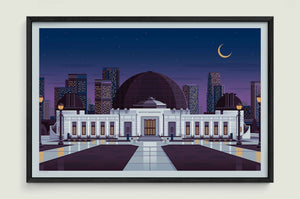 Griffith Observatory illustration of a Los Angeles landmark by George Townley – detailed architectural art print capturing the iconic landmark