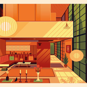 Eames Library illustration of a Los Angeles landmark by George Townley – detailed architectural art print capturing the iconic landmark