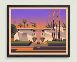 That Pink Door illustration of a Los Angeles landmark by George Townley – detailed architectural art print capturing the iconic landmark