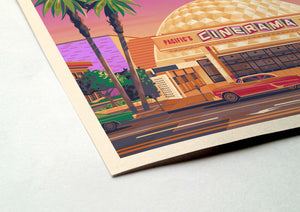Cinerama Dome illustration of a Los Angeles landmark by George Townley – detailed architectural art print capturing the iconic landmark