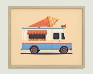 Ice Cream Truck illustration of a Los Angeles landmark by George Townley – detailed architectural art print capturing the iconic landmark