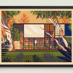 Eames House illustration of a Los Angeles landmark by George Townley – detailed architectural art print capturing the iconic landmark