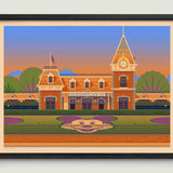Disneyland Entrance illustration of a Los Angeles landmark by George Townley – detailed architectural art print capturing the iconic landmark