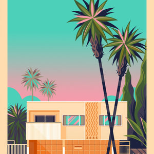 Dingbat House in Mar Vista illustration of a Los Angeles landmark by George Townley – detailed architectural art print capturing the iconic landmark