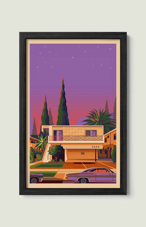 Dingbat House on Vinton illustration of a Los Angeles landmark by George Townley – detailed architectural art print capturing the iconic landmark