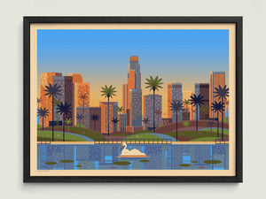 Echo Park illustration of a Los Angeles landmark by George Townley – detailed architectural art print capturing the iconic landmark