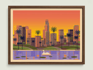 Echo Park illustration of a Los Angeles landmark by George Townley – detailed architectural art print capturing the iconic landmark