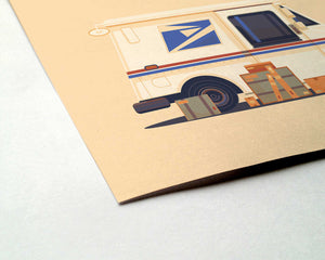 Mail Truck illustration of a Los Angeles landmark by George Townley – detailed architectural art print capturing the iconic landmark