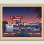 El Coyote Cafe illustration of a Los Angeles landmark by George Townley – detailed architectural art print capturing the iconic landmark