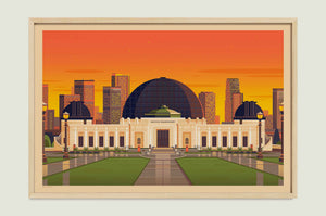 Griffith Observatory illustration of a Los Angeles landmark by George Townley – detailed architectural art print capturing the iconic landmark