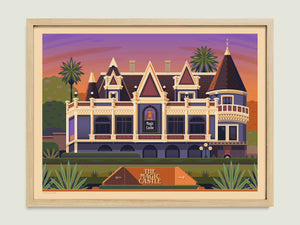 Magic Castle illustration of a Los Angeles landmark by George Townley – detailed architectural art print capturing the iconic landmark