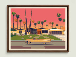 House on Via Vadera illustration of a Los Angeles landmark by George Townley – detailed architectural art print capturing the iconic landmark