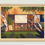 Eames House illustration of a Los Angeles landmark by George Townley – detailed architectural art print capturing the iconic landmark