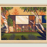 Eames House illustration of a Los Angeles landmark by George Townley – detailed architectural art print capturing the iconic landmark