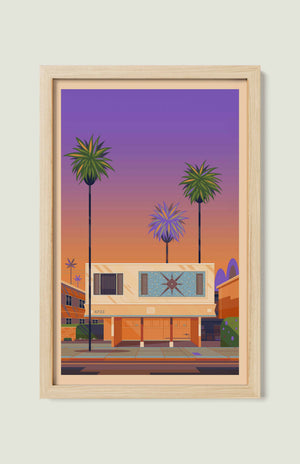 Dingbat House on Beverly illustration of a Los Angeles landmark by George Townley – detailed architectural art print capturing the iconic landmark