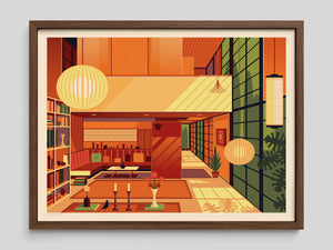 Eames Library illustration of a Los Angeles landmark by George Townley – detailed architectural art print capturing the iconic landmark