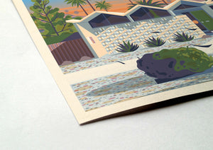 Park Imperial South illustration of a Los Angeles landmark by George Townley – detailed architectural art print capturing the iconic landmark